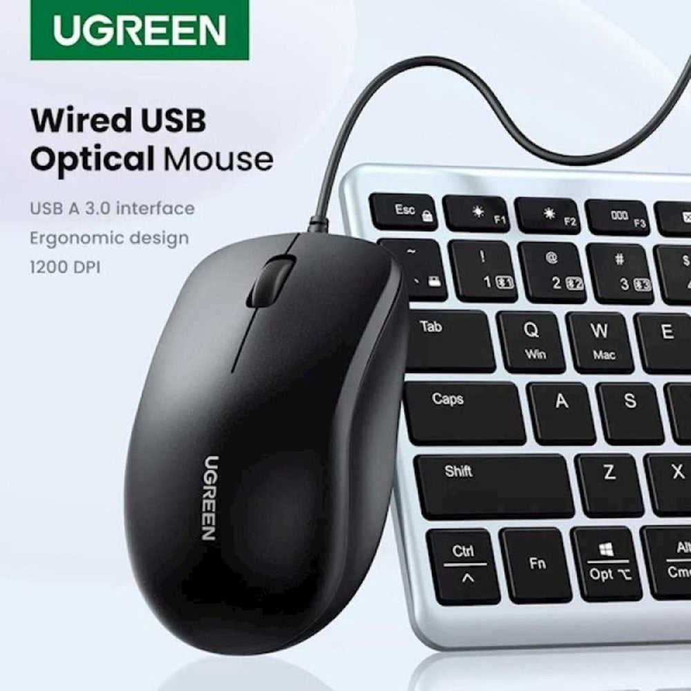 Mouse Wired USB UGREEN MU007, 1200DPI, 1.5m, Čierny