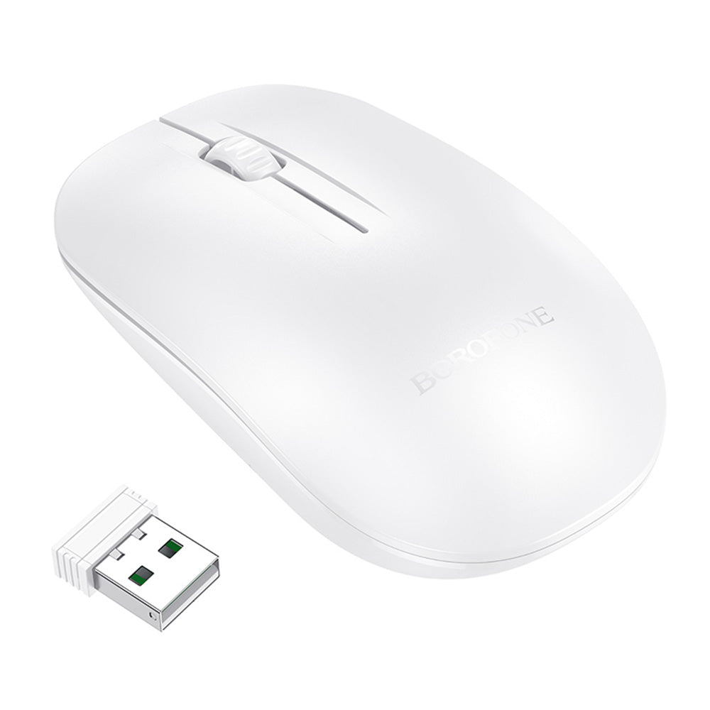 Bezdrôtová myš Borofone BG14 Planet, 1000DPI, BT / Wi-Fi, Biela