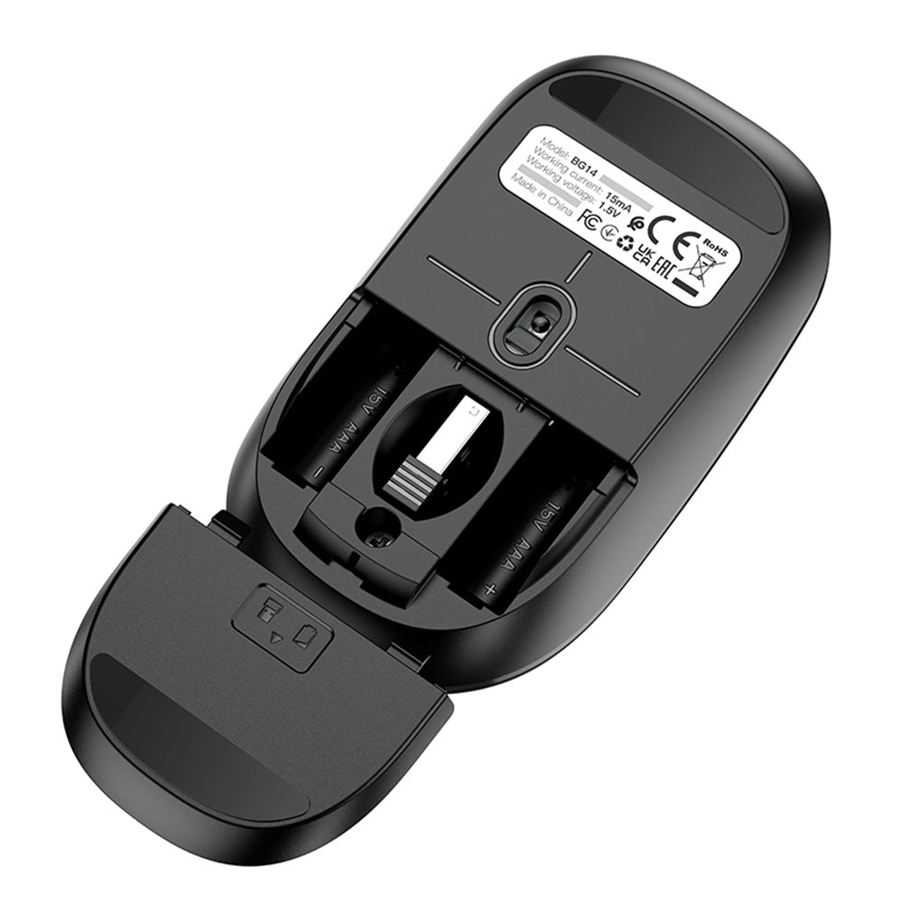 Bezdrôtová myš Borofone BG14 Planet, 1000DPI, BT / Wi-Fi, Čierna