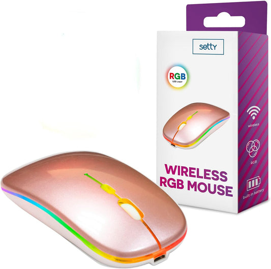 Setty Wireless Mouse, 1600DPI, RGB, zlatoružová
