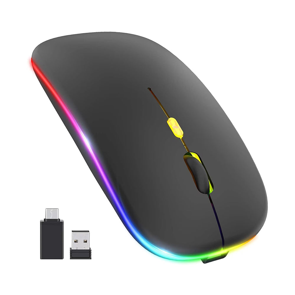 Bezdrôtová myš Techsuit M1, RGB, 1600DPI, BT / Wi-Fi, Čierna