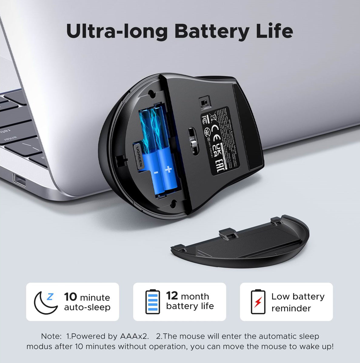 Bezdrôtová myš UGREEN M511, 1600DPI, Čierna