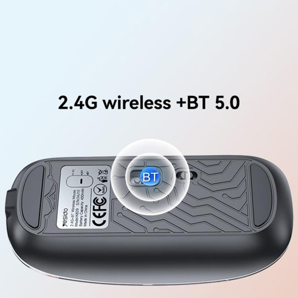 Bezdrôtová myš Yesido KB29, 800DPI - 1600DPI, BT / Wi-Fi, Čierna