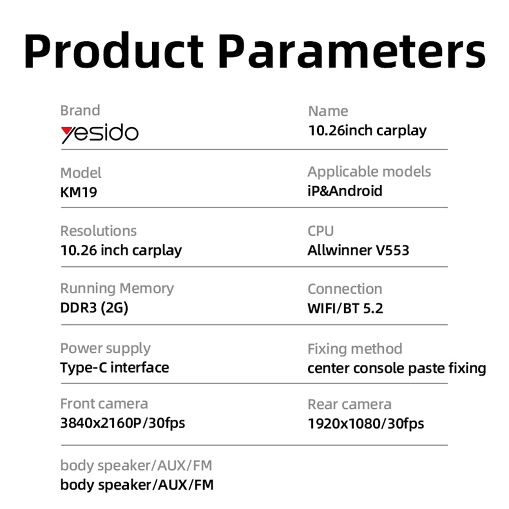 Auto navigácia Yesido KM19, Wi-Fi, 10.26 palca