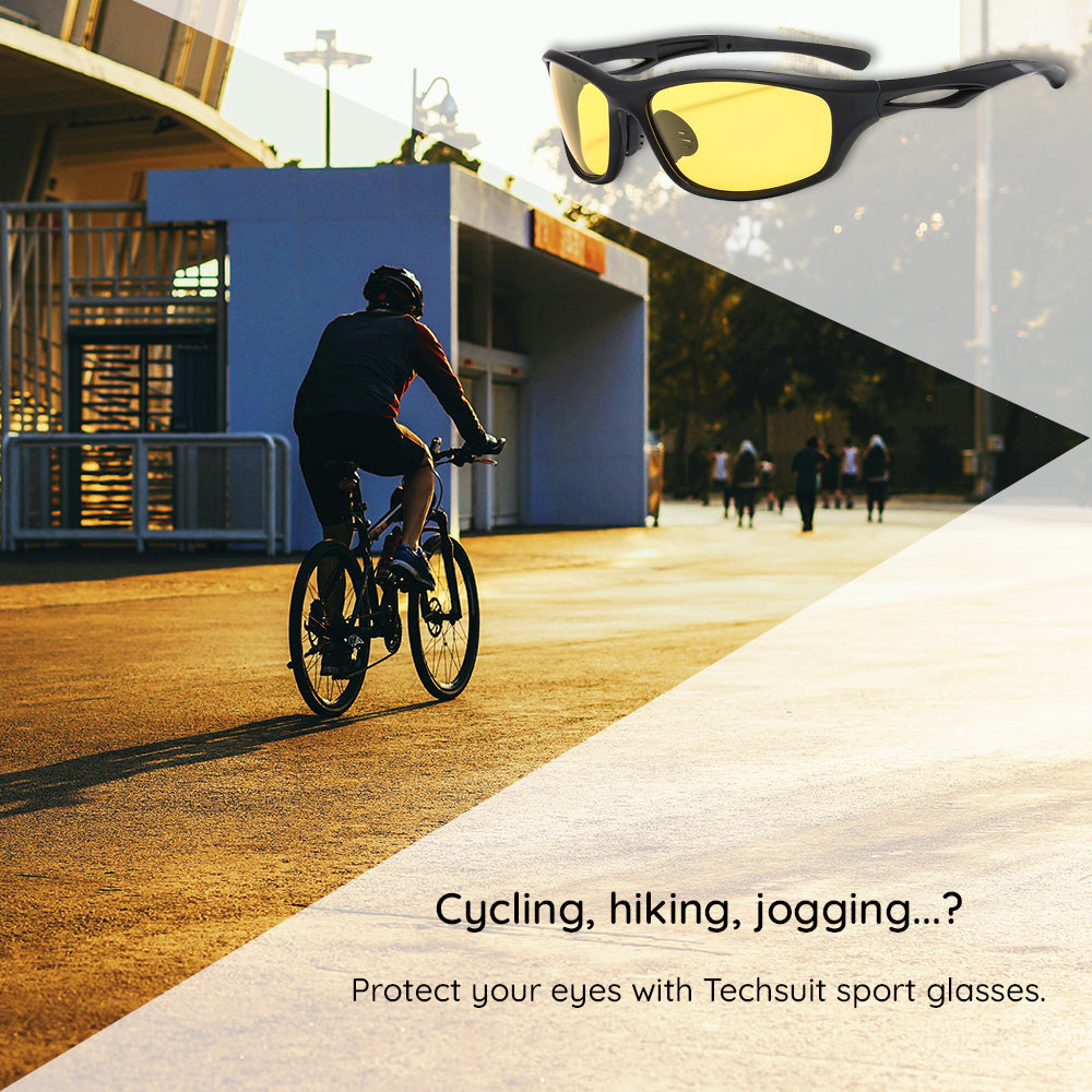 Unisex cyklistické okuliare Techsuit 9309, polarizované, čierno-žlté