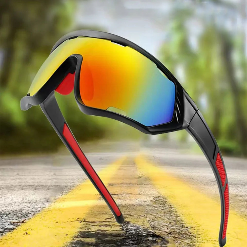 Unisex cyklistické okuliare Techsuit 9330, čierne červené oranžové