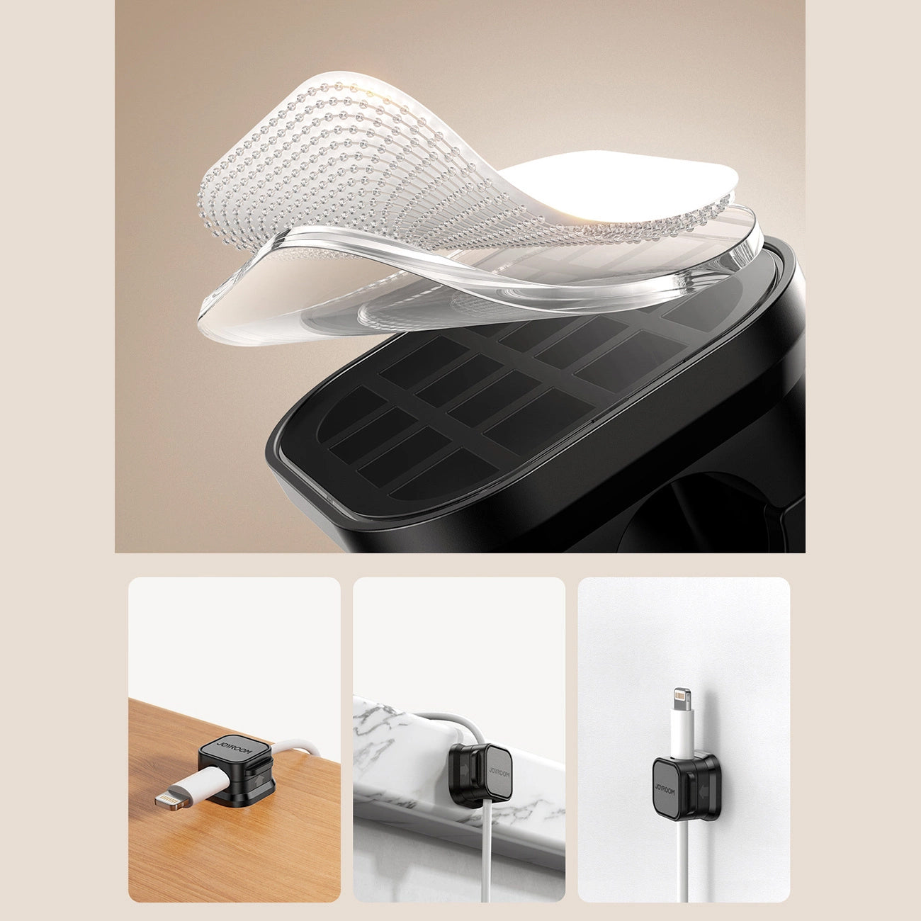 Organizátor káblov Joyroom JR-ZS368, Sada 6 kusov, Čierna