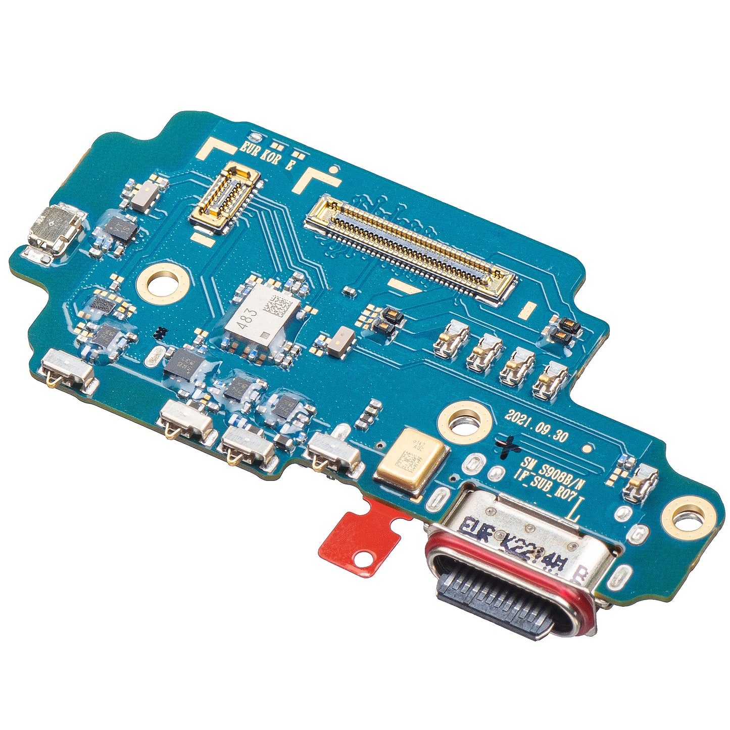 Board with Charging Connector - Microphone - SIM Reader Module Samsung Galaxy S22 Ultra 5G S908, Service Pack GH96-14802A