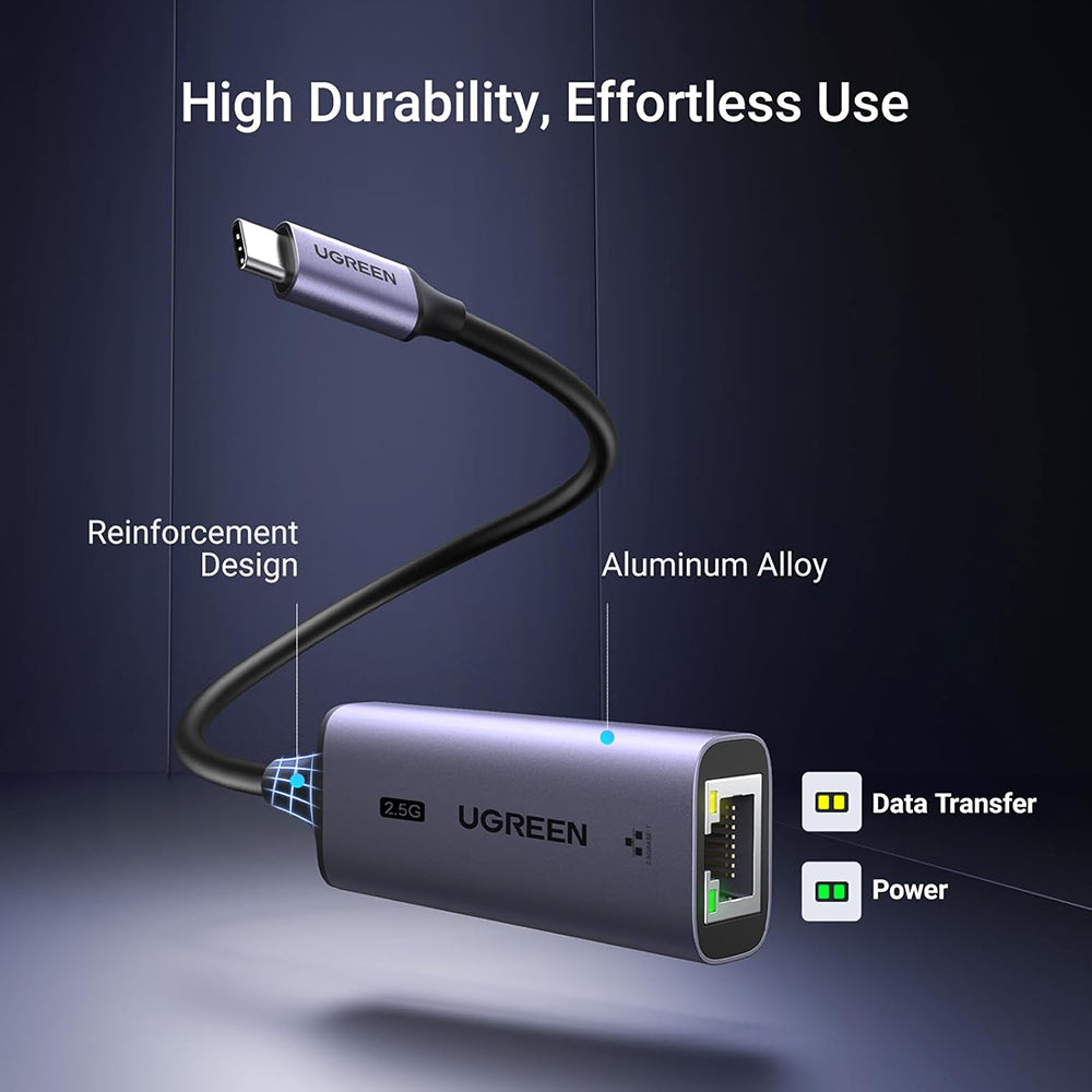Sieťová karta UGREEN CM648 (25052), RJ45, USB-C, Sivá