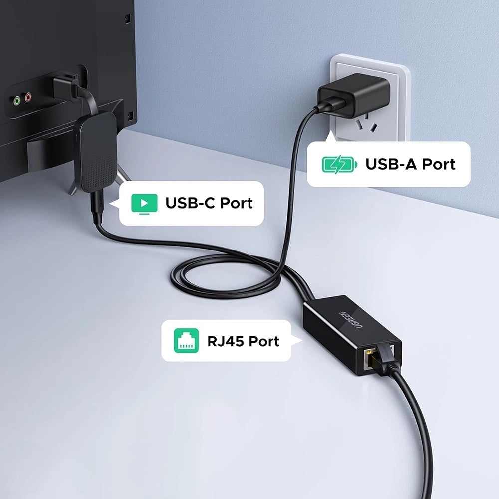 Sieťová karta UGREEN CR110 (75535), RJ45, USB / USB-C, Čierna