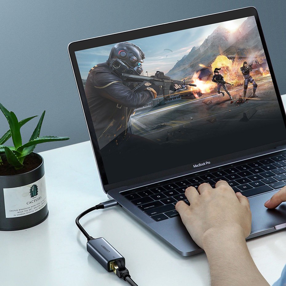 Sieťová karta UGREEN CM199, RJ45, USB-C, sivá