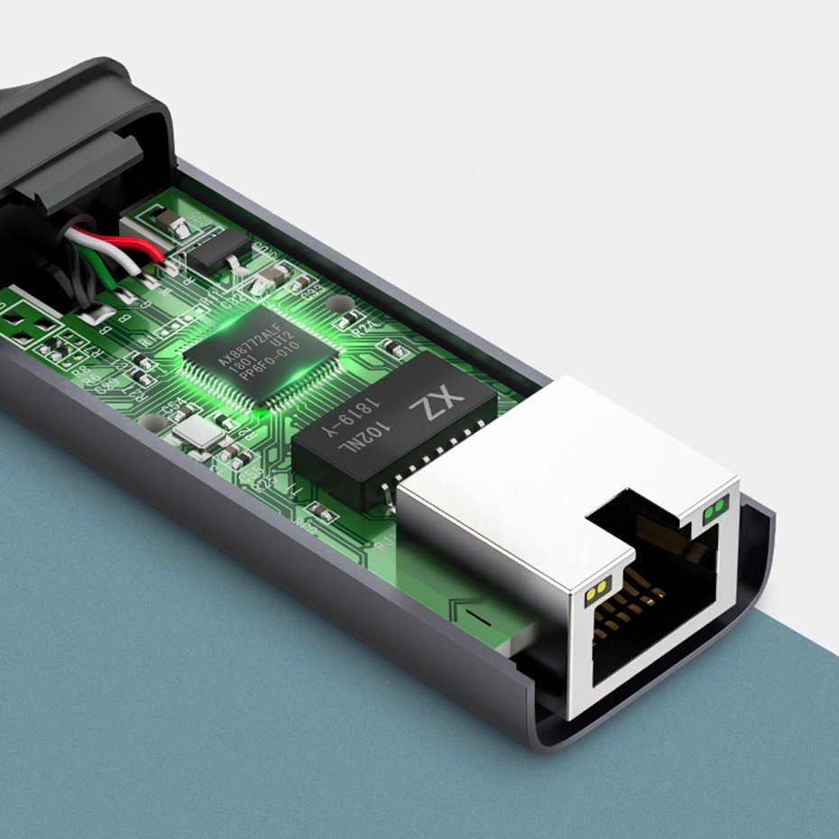 Sieťová karta UGREEN CM199, RJ45, USB-C, sivá