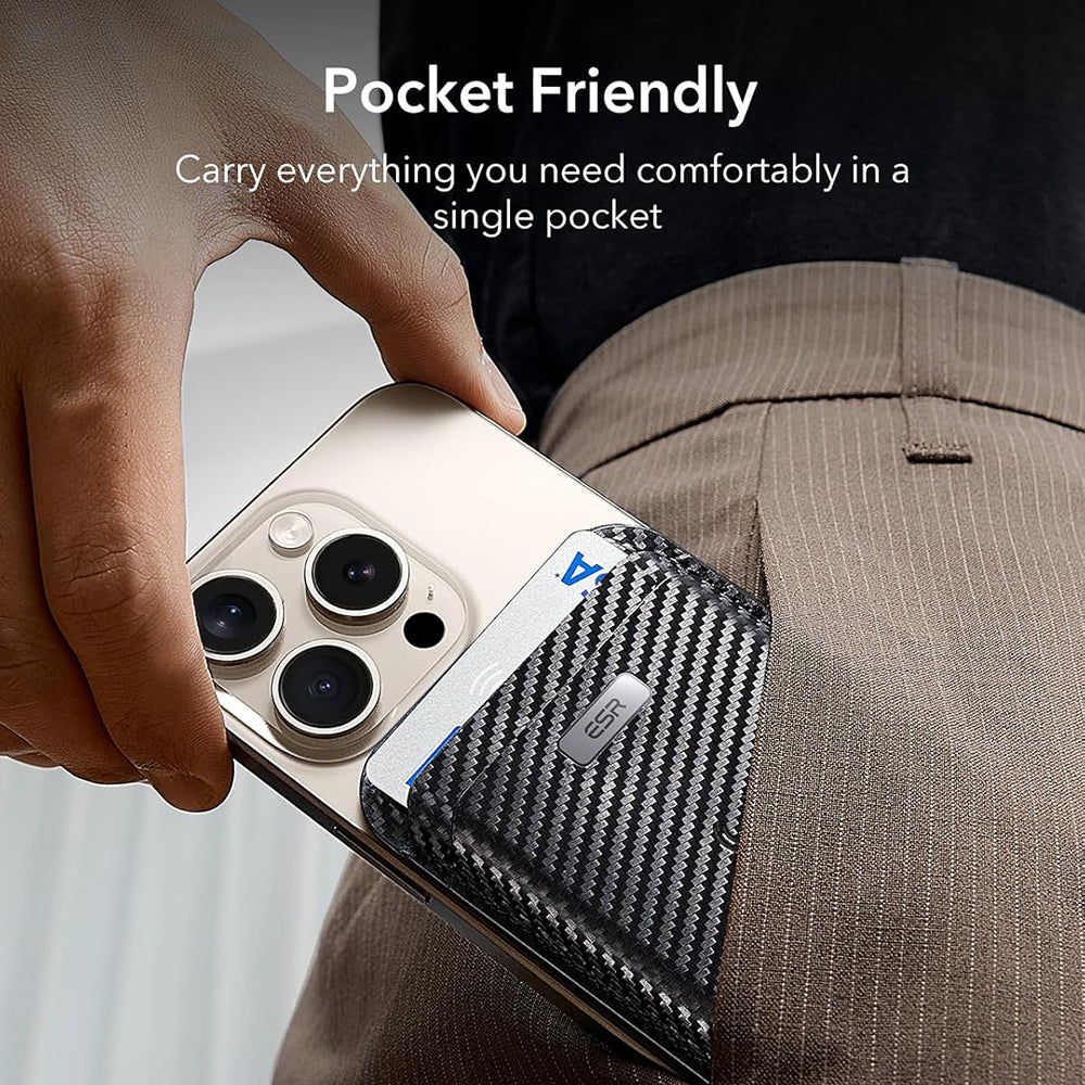 Peňaženka Magsafe, ESR, Classic Geo Carbon, Čierna