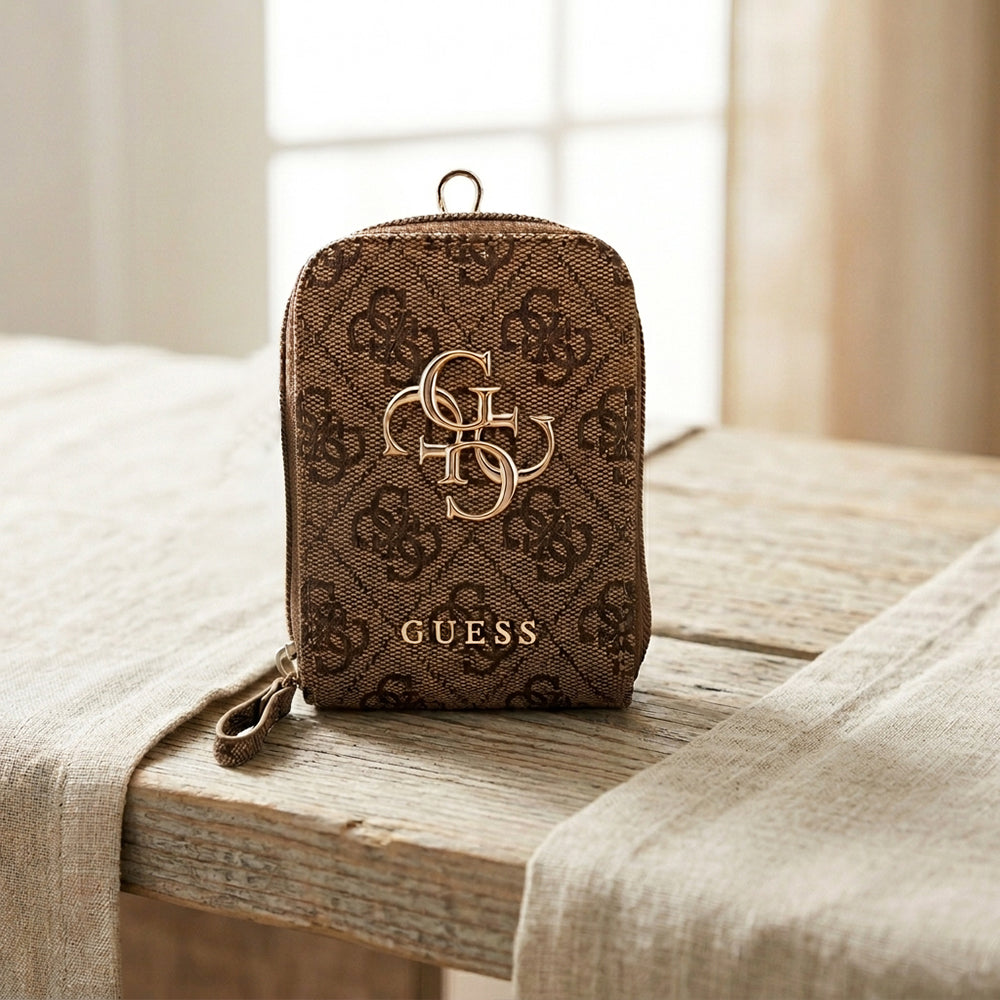Peňaženka a Šnúrka na Telefón Guess 4G Metal Logo, Hnedá