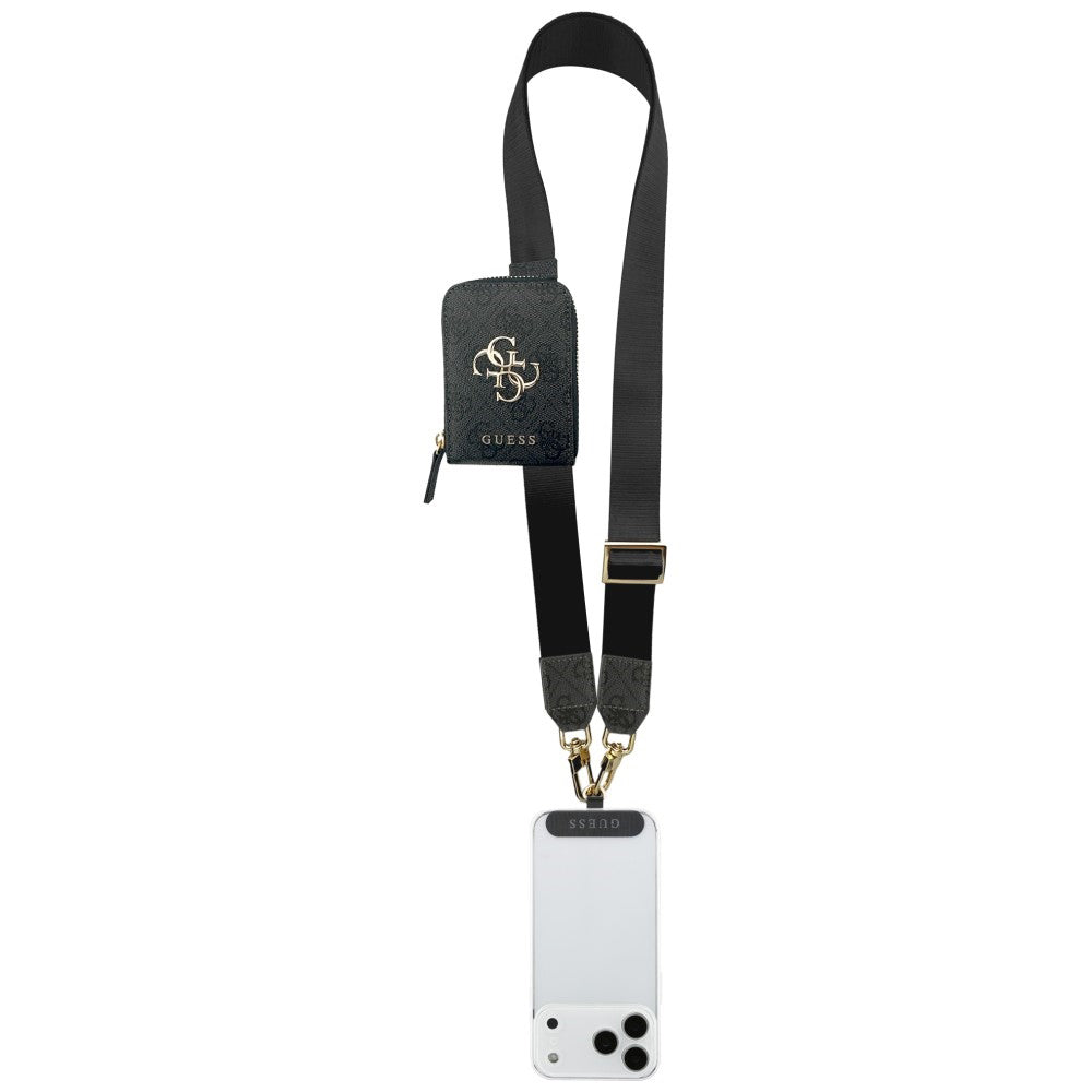 Wallet and Guess 4G Metal Logo Phone Lanyard, Black