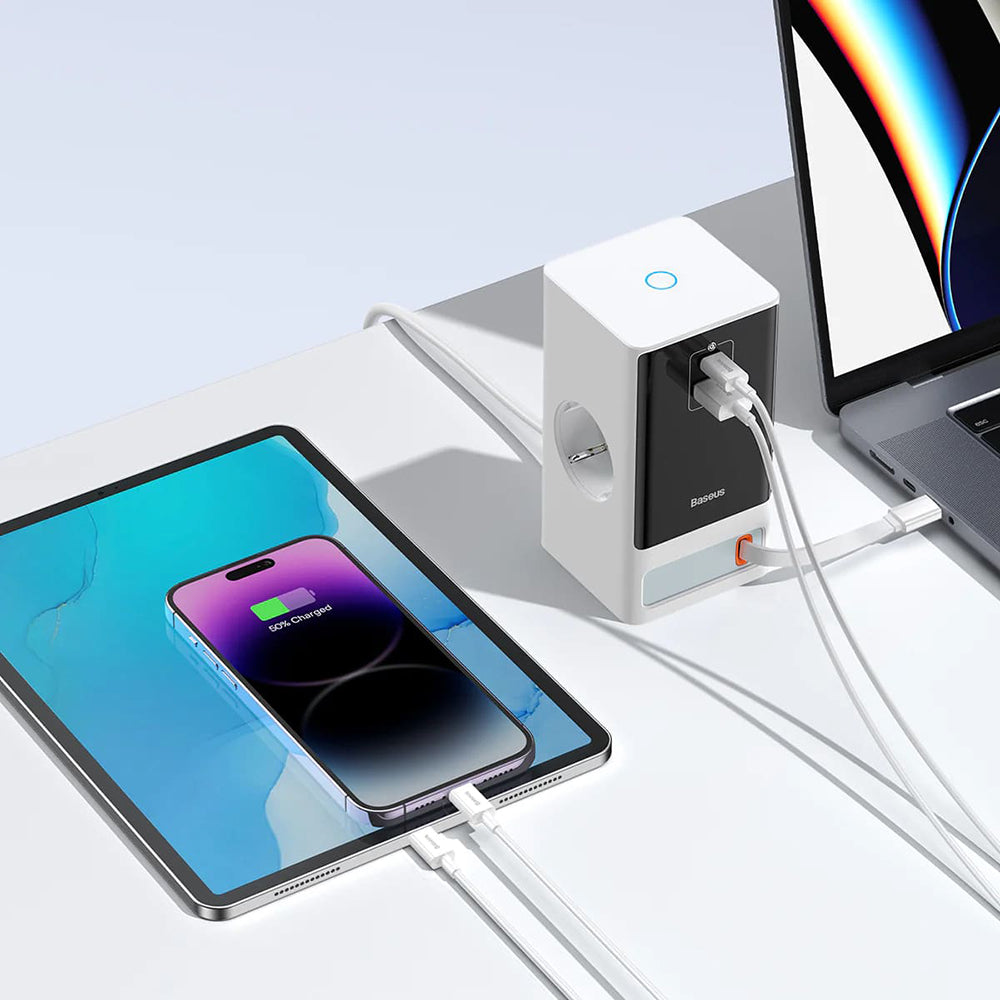 Predlžovací kábel Baseus PowerCombo, 1 x Schuko, Biely PSLR000602