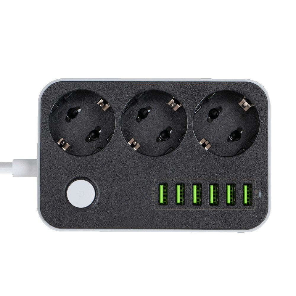 Predlžovačka ColorWay, 3 x Schuko - 6 x USB-A, Čierna
