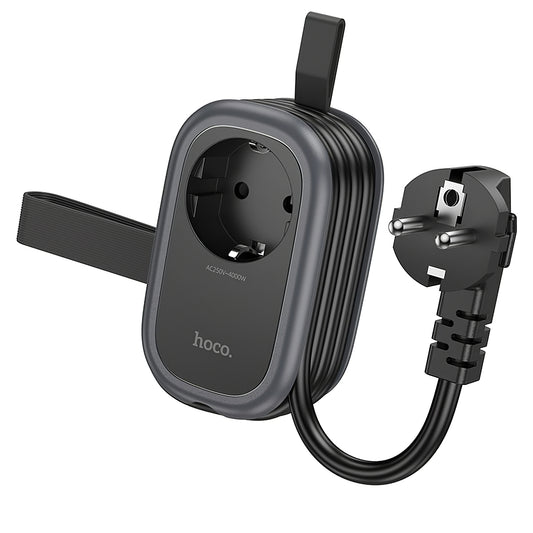 Predlžovací kábel HOCO NS6, 12 W, 2,4 A, 2 x USB-A - 1 x USB-C - 1 x Schuko, čierny