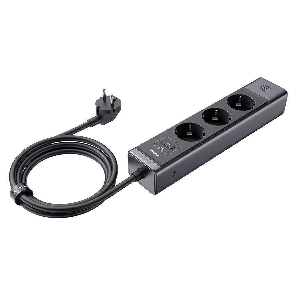 Predlžovač McDodo CH-0620, 3 x Schuko - 1 x USB-A - 2 x USB-C, čierny