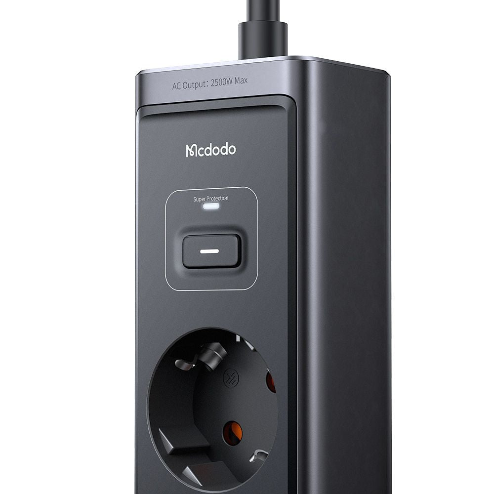 Predlžovač McDodo CH-0620, 3 x Schuko - 1 x USB-A - 2 x USB-C, čierny