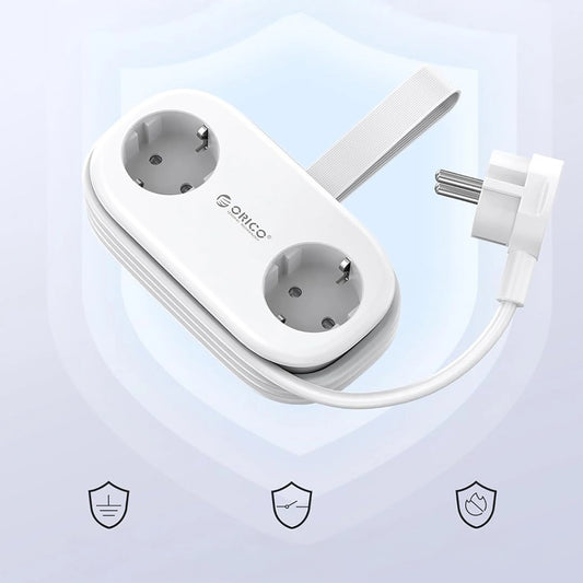Predlžovačka Orico APP, 2 x Schuko - 2 x USB-A - 1 x USB-C, Biela