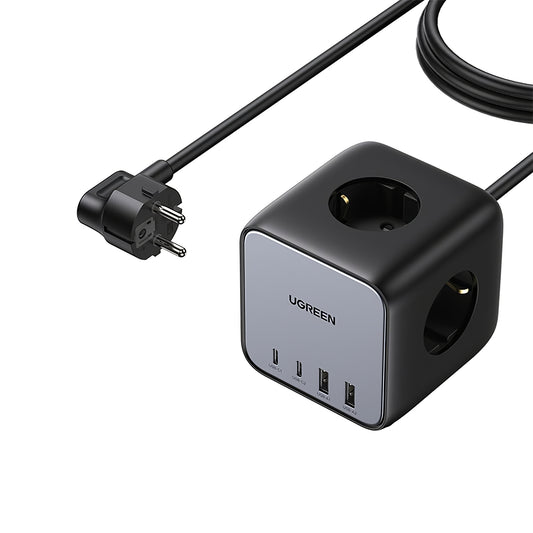 Predlžovací kábel UGREEN CD268, 65 W, 4,5 A, 2 x USB-A - 2 x USB-C - 3 x Schuko, sivý
