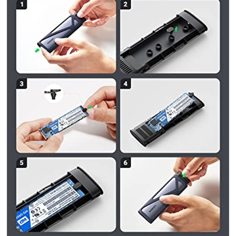 Rack UGREEN CM400 (10902) pre SSD M.2 NVMe, Sivý