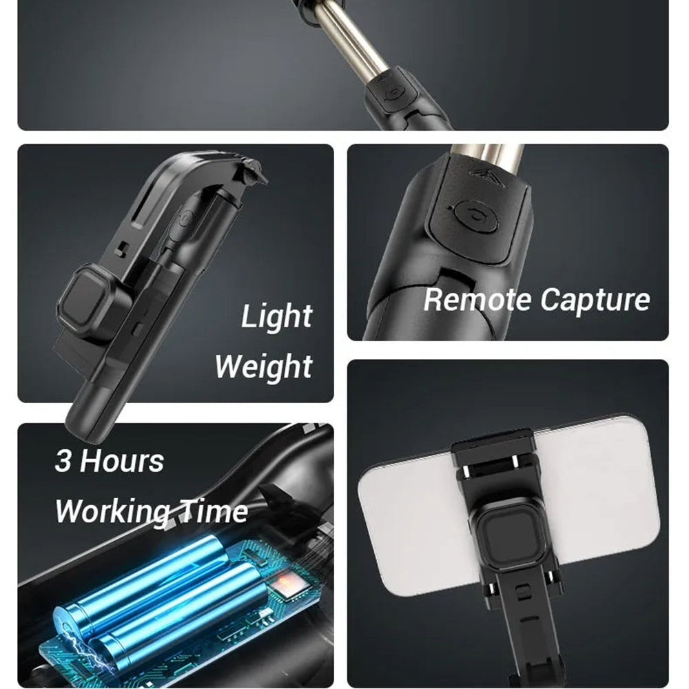 Selfie Stick Bluetooth Techsuit C06, Univerzálny, Čierny