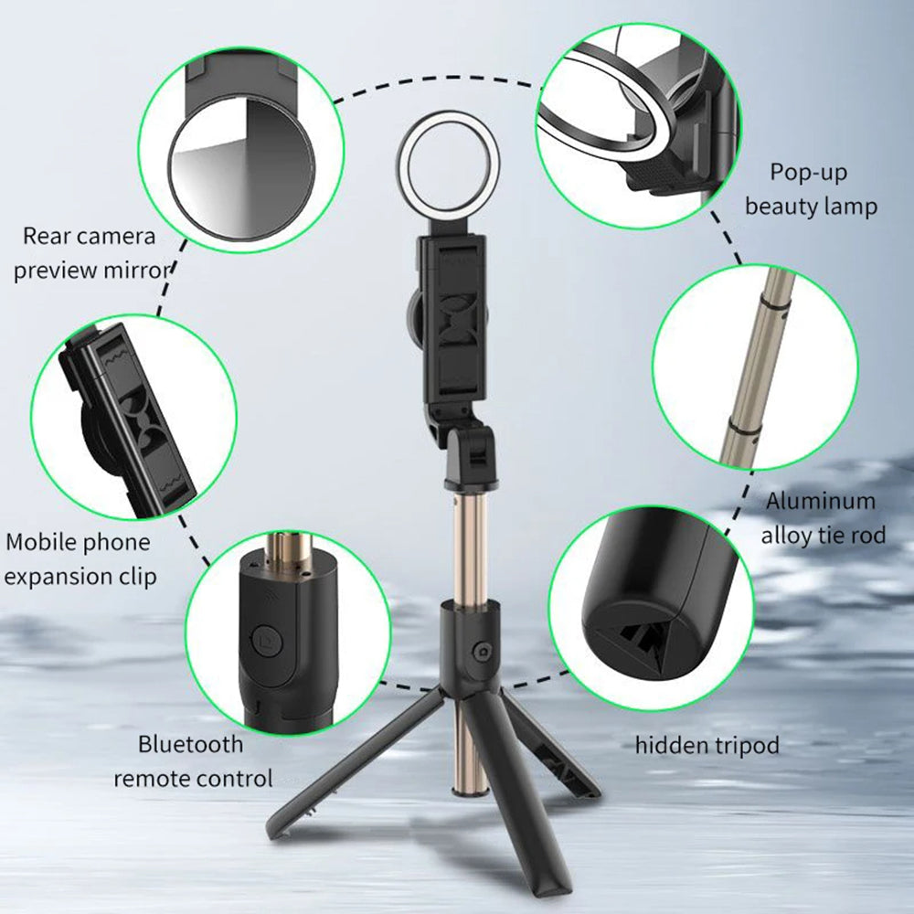 Selfie Stick Bluetooth Techsuit K13, Univerzálny, Čierny