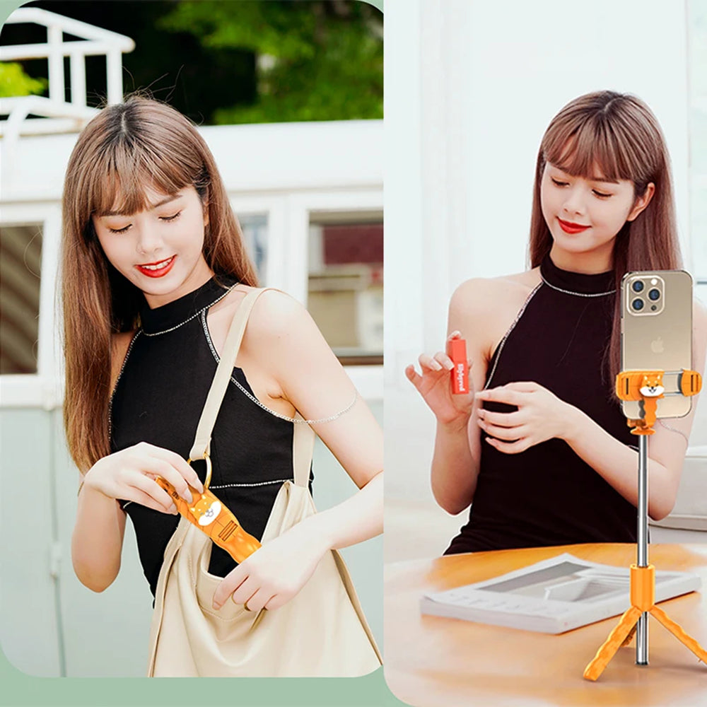 Selfie Stick Bluetooth Techsuit KT01, Univerzálny, Oranžový