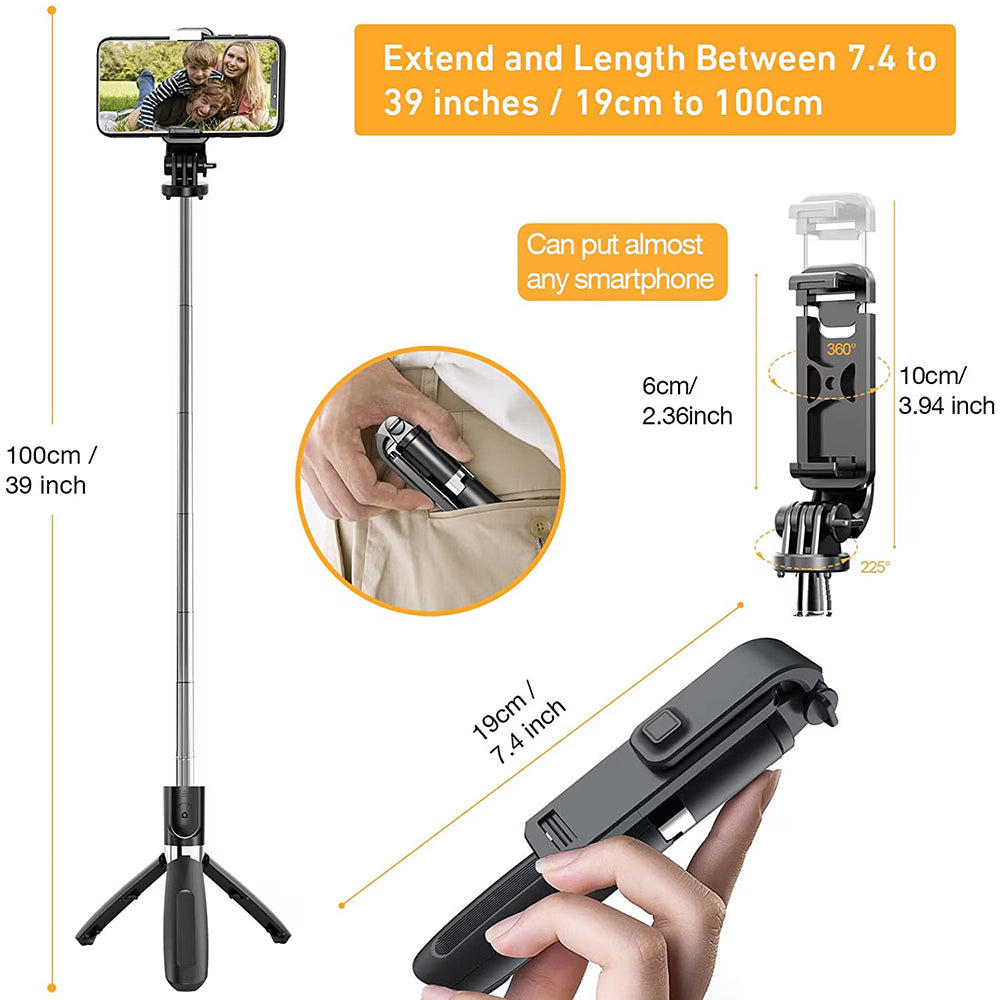 Selfie Stick Bluetooth Techsuit L02, Univerzálny, Čierny