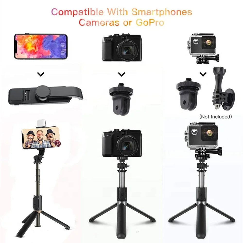 Selfie Stick Bluetooth Techsuit Q03s, Univerzálny, Čierny