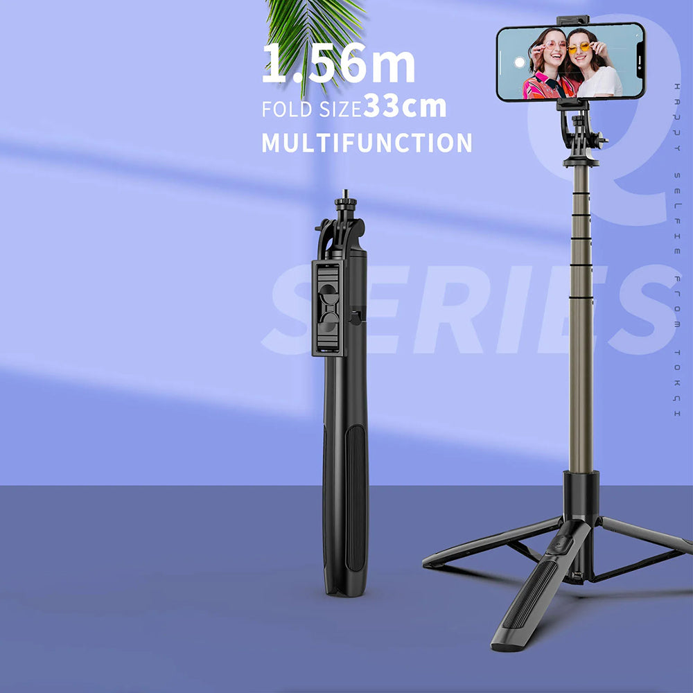 Selfie Stick Bluetooth Techsuit Q06, Univerzálny, Čierny
