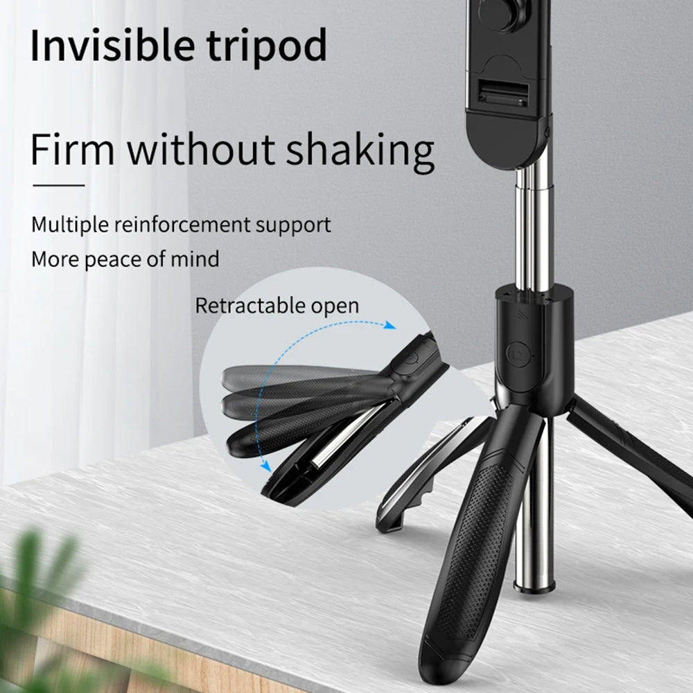 Selfie Stick Bluetooth Techsuit S01-S, Univerzálny, Čierny