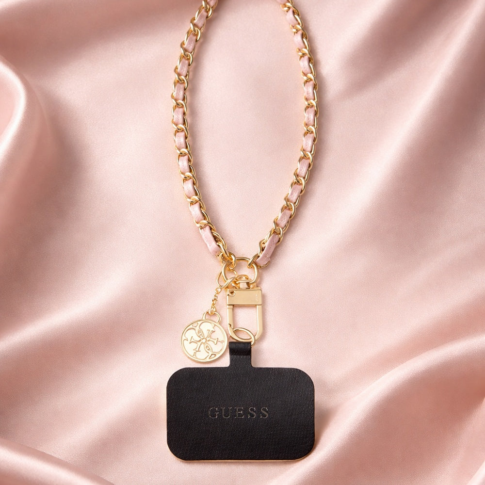 Šnúrka na telefón Guess Saffiano 4G Charm, Čierna