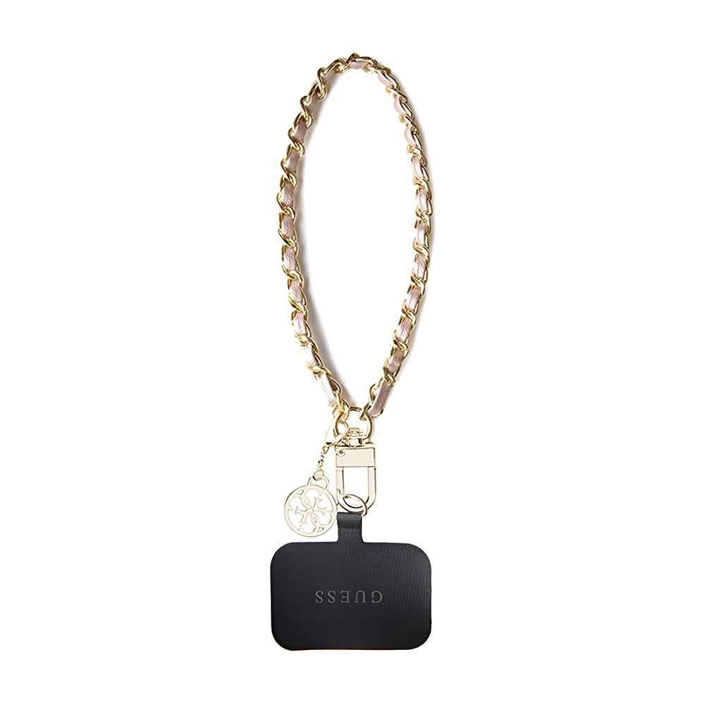Šnúrka na telefón Guess Saffiano 4G Charm, Čierna