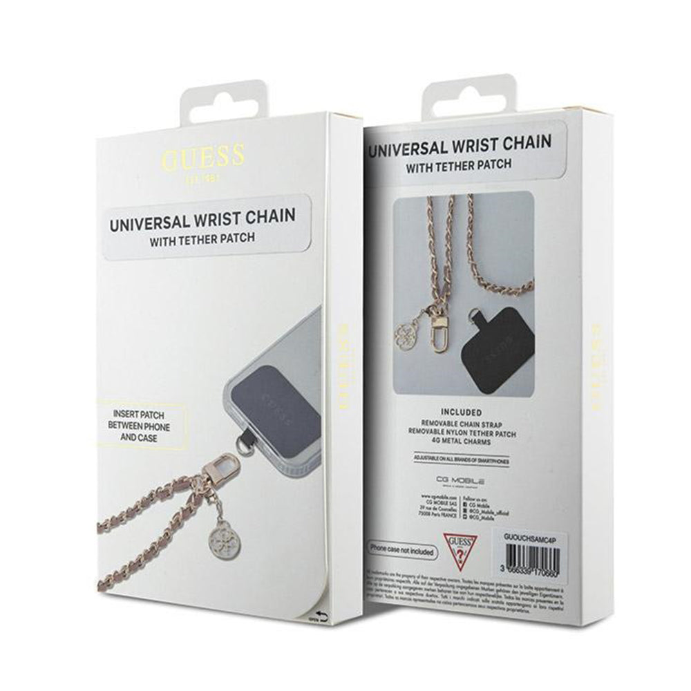 Šnúrka na telefón Guess Saffiano 4G Charm, Čierna