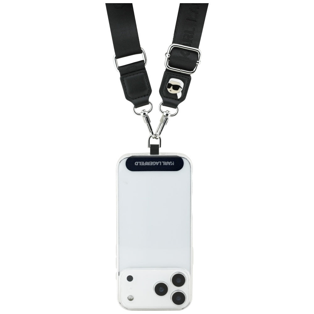 Telefónny šnúr Karl Lagerfeld Karl Metal Logo, Čierny