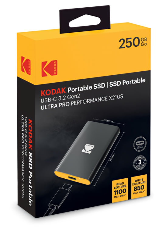 Externý pevný disk (SSD) Kodak X210S, 250GB, čierny EKSSD250GX210SK