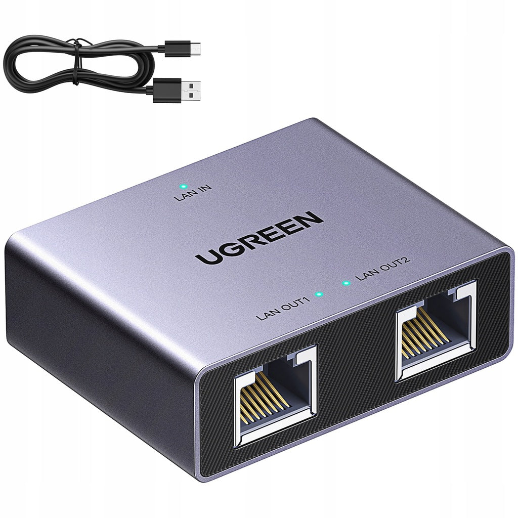 Splitter sieť UGREEN NW301, RJ45 - 2 x RJ45, Sivý