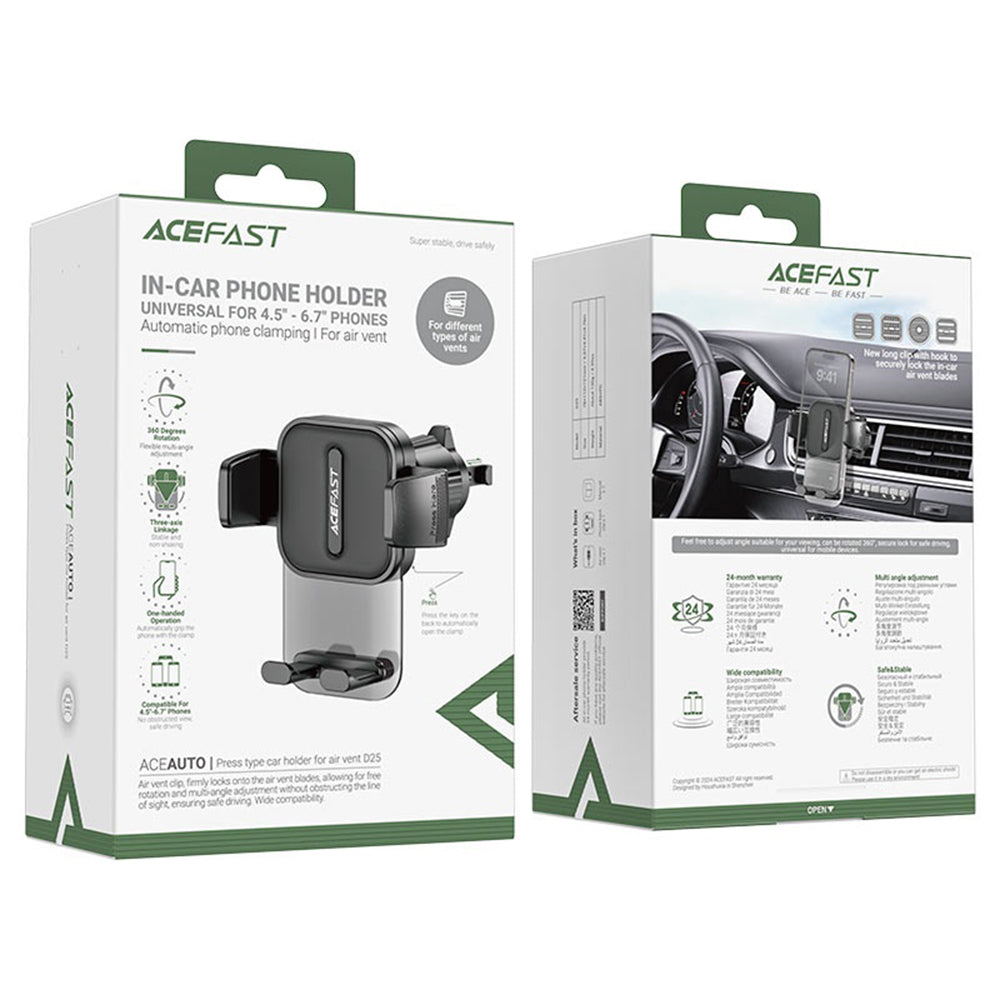 Auto držiak Acefast D25, 4.5inch - 6.7inch, Čierny