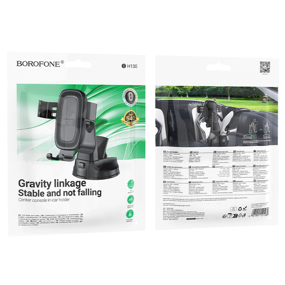 Auto držiak Borofone BH130 Follower Gravity, 6.1inch - 7inch, Čierny