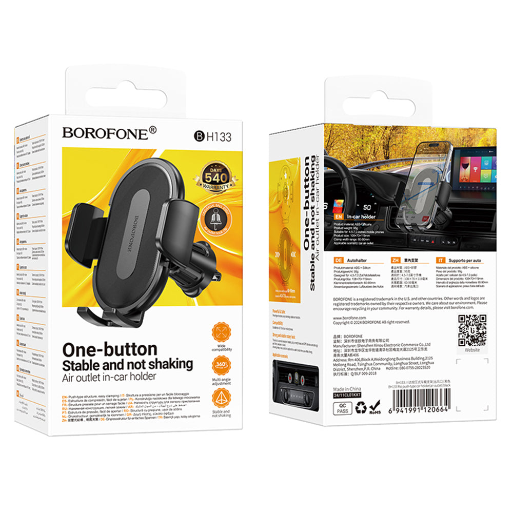 Auto držiak Borofone BH133 Rio, 4,5 palca - 7 palcov, Čierny