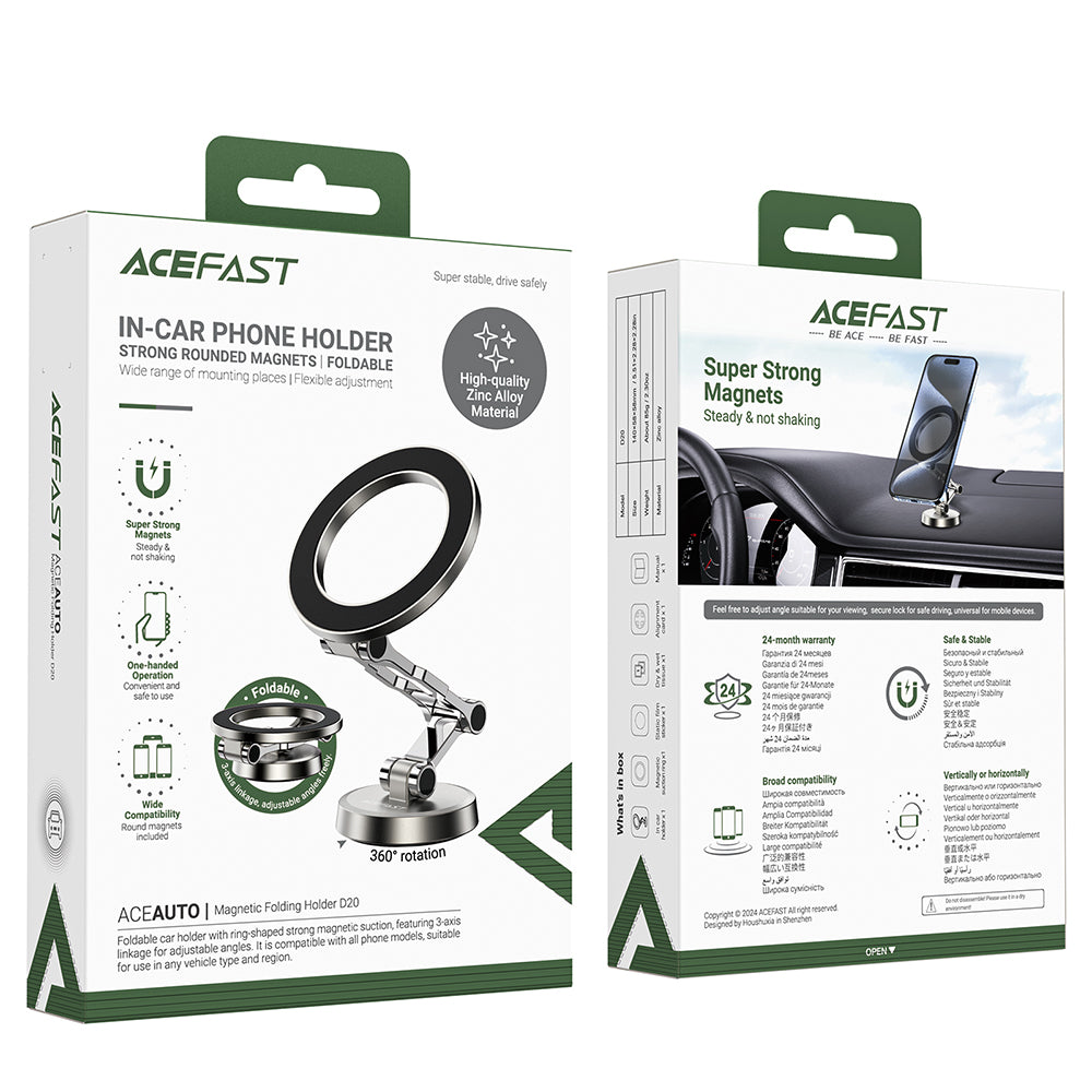 Magnetický auto držiak Acefast D20, Univerzálny, Strieborný