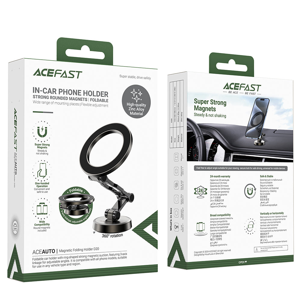 Magnetický auto držiak Acefast D20, Univerzálny, Sivý