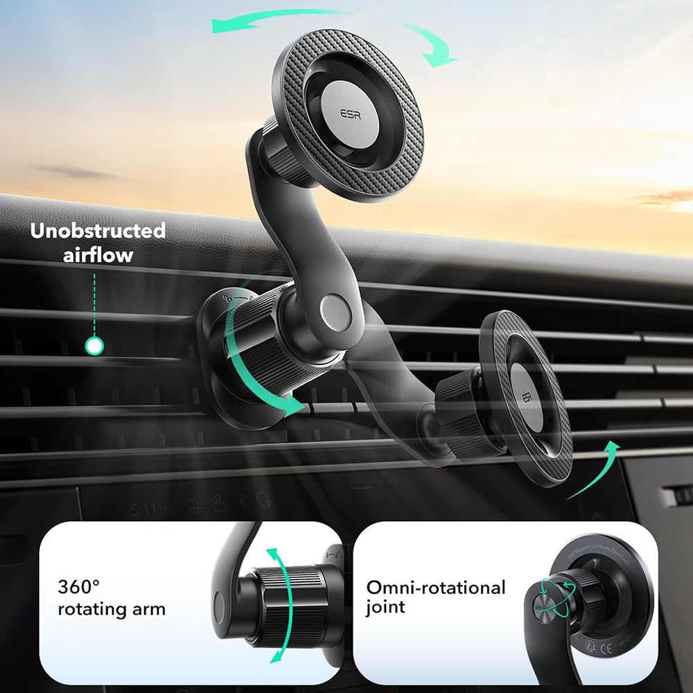 Magnetický auto držiak ESR OmniLock Vent, Univerzálny, Čierny
