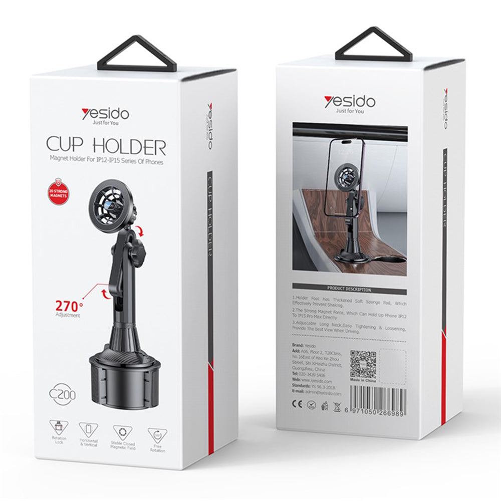 Magnetický auto držiak Yesido C200, Univerzálny, Čierny