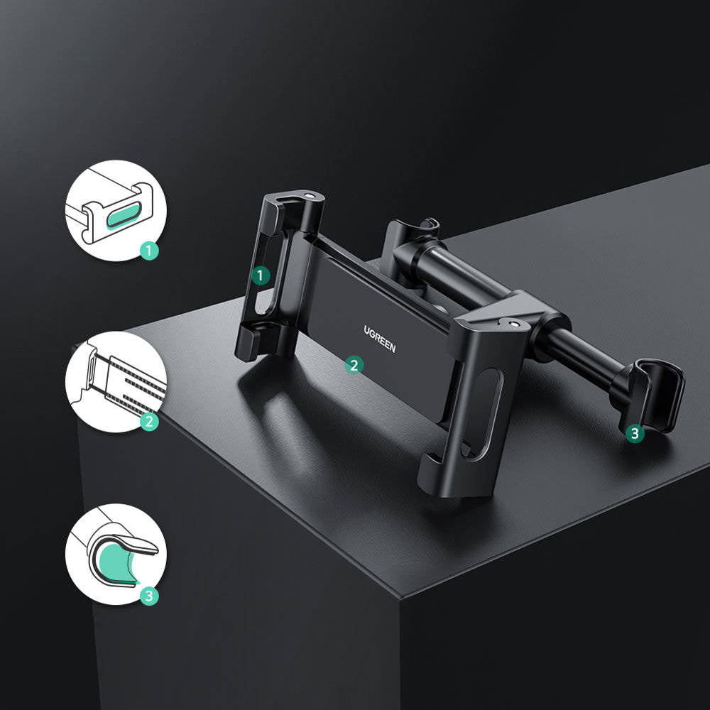 Auto držiak na opierku hlavy UGREEN LP160 (60108) pre Telefón / Tablet, 4.7inch - 12.9inch, Čierny