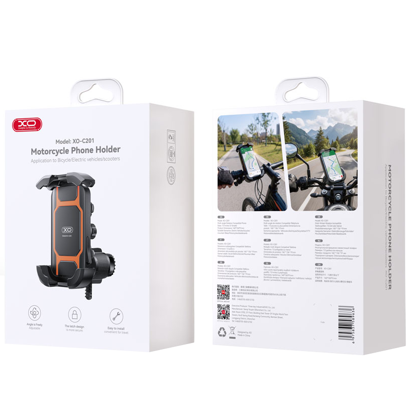 Držiak na bicykel a motorku XO Design C201, 4,5 palca - 7 palcov, čierno-oranžový