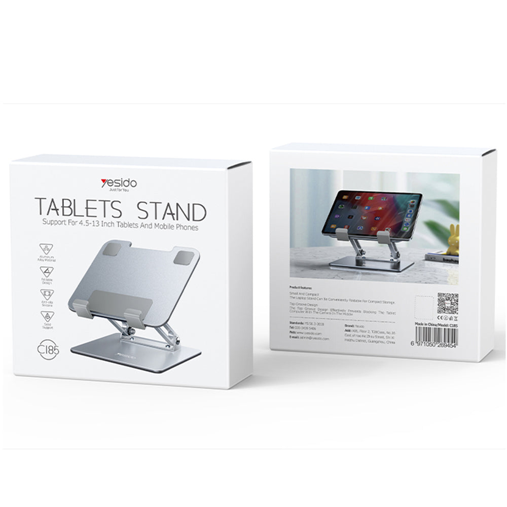 Stojan na stôl Yesido C185 pre telefón / tablet, 4.5inch - 13inch, strieborný
